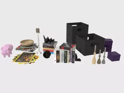 Decor Collection 1 bookcase with shelves 3D model