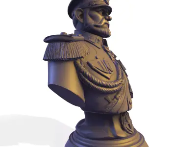 Vintage Military General Bust PBR Statue 3D print model