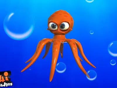 Cartoon Octopus Low-poly 3D model