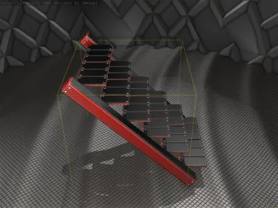 Sci-Fi Stairs - 15 - Red Version Low-poly 3D model
