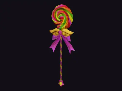 Wand Lollipop Magical Candy Wizard Scepter Weapon Stick Low-poly 3D model