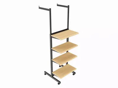 Four Shelf Rolling 2-Way Merchandise Rack 3D model