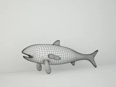 Vintage Painted Wood Fish 1 3D model