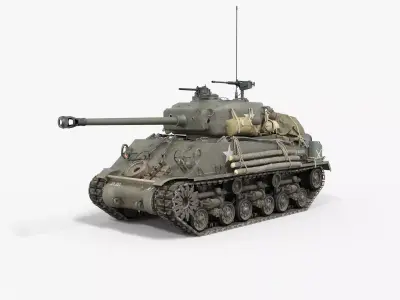  American Tank M4 Sherman Low-poly 3D model