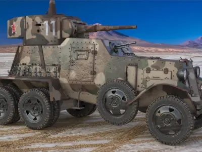 BA 6 Armored Car Camouflage Vray 3D model
