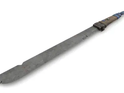 Old Machete with Broken Handle Low-poly 3D model
