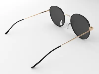 Sunglasses round - gold 3D model