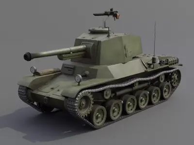 Type 3 Chi-Nu medium tank Low-poly 3D model