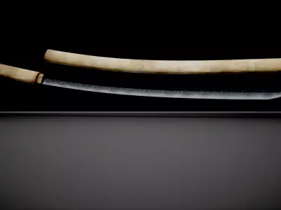Shirasaya Japanese Weapon - Clean and Dirty low-poly 3d model Low-poly 3D model
