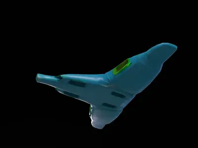 Sci-fi Jet Spaceship roaming through the Space Low-poly 3D model