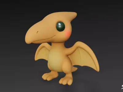 Cartoon Plush Pteranodon Low-poly 3D model