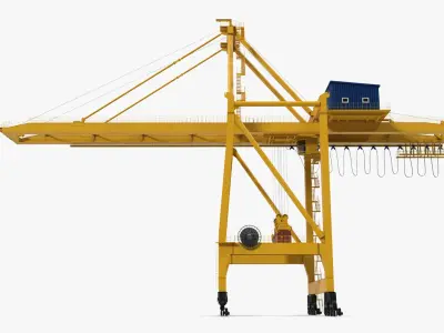 Quayside Container Crane with Container Rigged 3D model