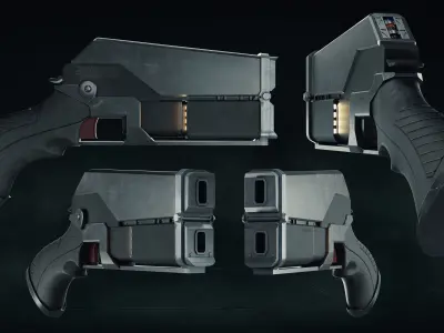 Cyber Handgun VFX Asset 3D model