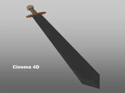 golden long sword  3D model
