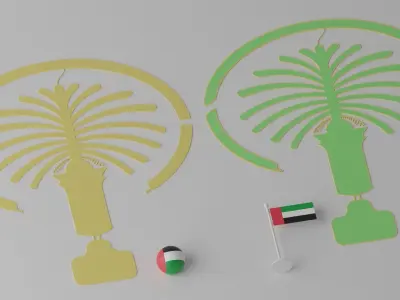 The Palm Jumeirah Island Dubai UAE 3D model