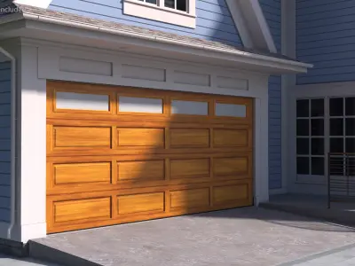 Mechanic Garage Door Wooden Rigged for Cinema 4D 3D model