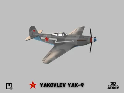 Yakovlev YaK-9 scalemodel - scale 1-44 3D print model