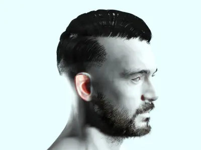 Side Part Male Hair Cut Low-Poly Low-poly 3D model