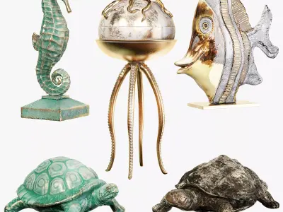 Sculptures of sea statuettes 01 3D model