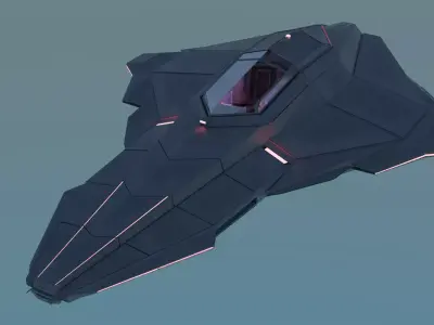Codename Nebula Fighter Sci-fi Aircraft with Interior Low-poly 3D model