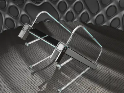 Sci-Fi Stairs - 17 - Silver Blue Neon Light Version Low-poly 3D model