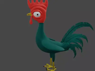 Funny 3D Rooster Character Low-poly 3D model