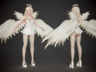 Angel Amelia Low-poly 3D model