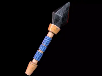 Stylized Stone Dagger primitive stone lowpoly melee weapon asset Low-poly 3D model