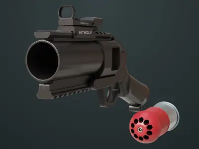 Grenade Launcher 07  All PBR Unity UE Textures Low-poly 3D model