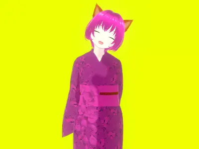 Traditional Anime Catgirl Chiyo Low-poly 3D model