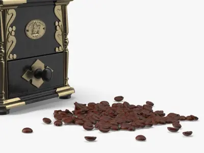Manual Coffee Grinder with Beans 3D model