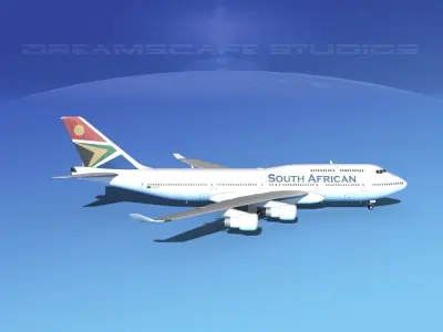 Boeing 747-400 South African  3D model