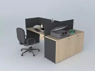 Workstation with printer pool Free 3D model