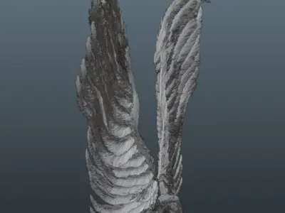Realistic Angel Wings Procedural rigged and animated Free 3D model