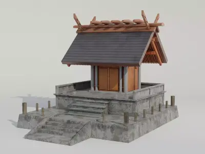 Japanese Temple - Game Ready - PBR Low-poly 3D model