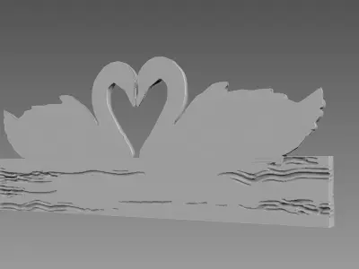Swans Bas-relief 3D model