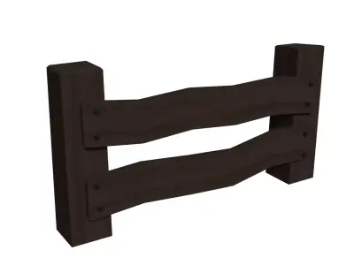 Wooden Oak Fence Free low-poly 3D model