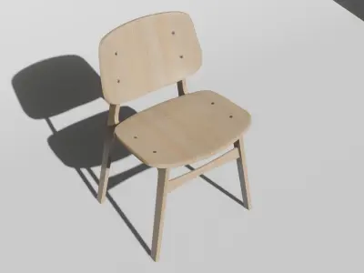 Corvus-Mid-century-Modern-Accent-Chair wooden chair with shadow Free 3D model