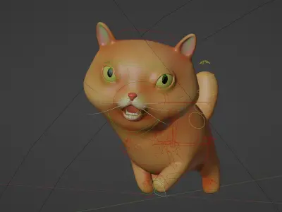 3d cartoon cat with rig Free 3D model
