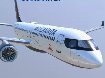CS 300 Airbus A220 300 Air Canada livery Low-poly 3D model