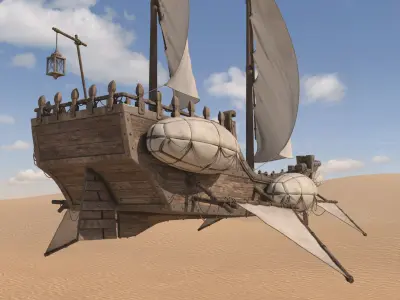 Fantasy Flying Sailing Ship 3D model