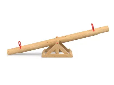 Teeterboard wooden cannon 3D model