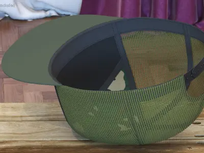 Seven Panel Trucker Hat Camouflage 3D model