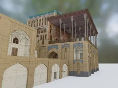 AliQapu traditional iranian palace Low-poly 3D model