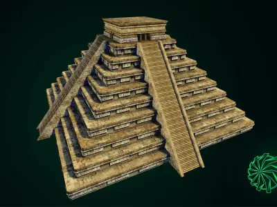 Maya Pyramid - Ancient Temple - Baked Texture Low-poly 3D model