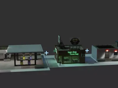 set of building Free 3D model