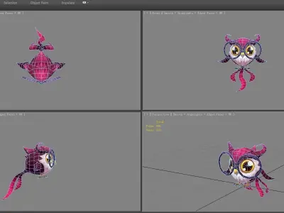 Cartoon bird - owl Low-poly 3D model