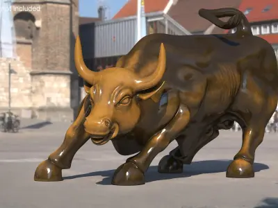 Wall Street Charging Bull Sculpture 3D model
