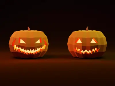 Low Poly Jack-o-Lanterns halloween pumpkins Low-poly 3D model