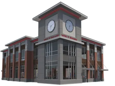 Commercial Building-025 Bank With Drive-thru 3D model